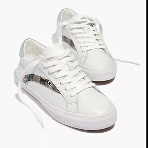 Madewell Size 6.5 White Sneakers with Snakeskin Detail
